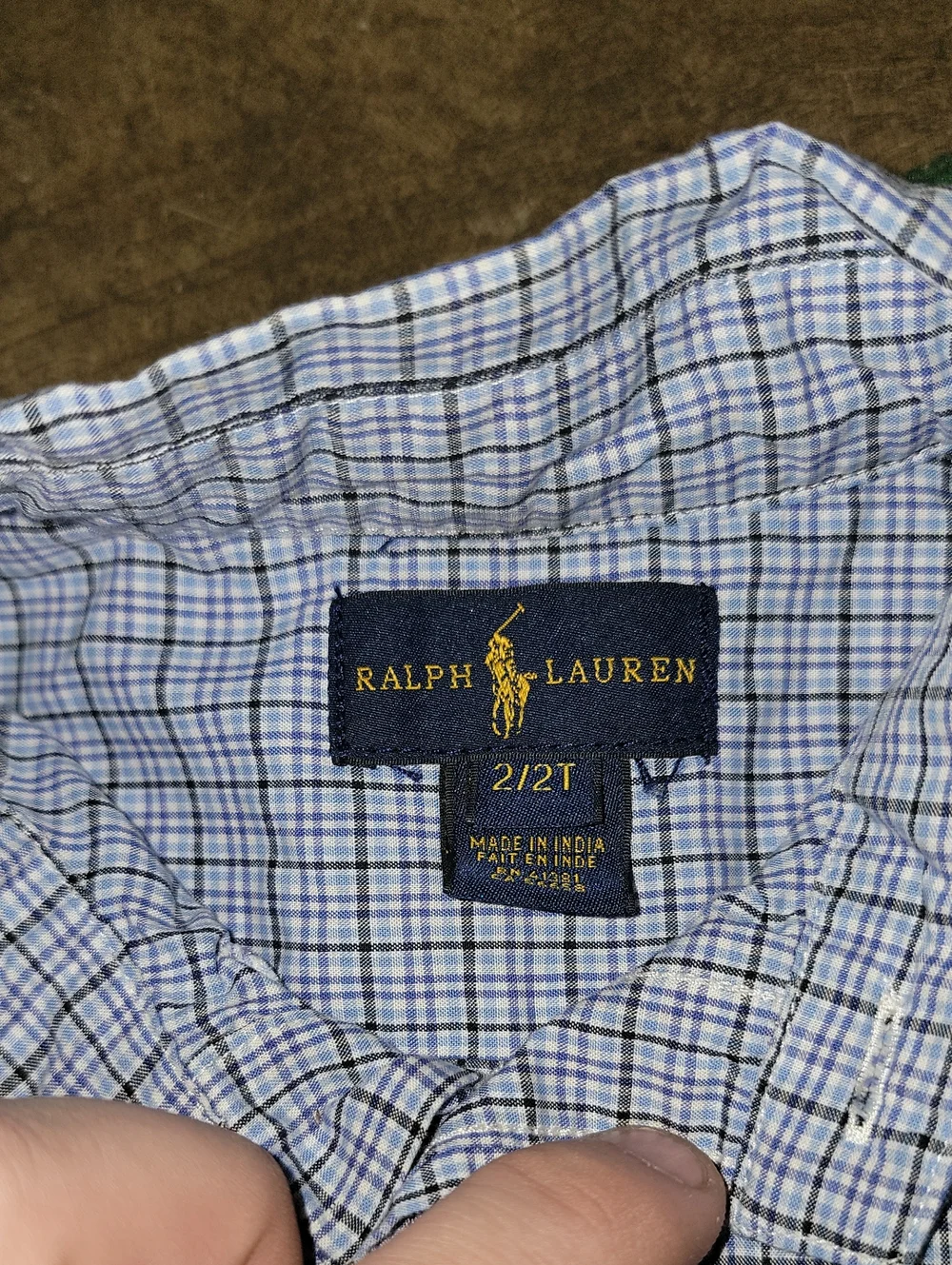 Ralph Lauren Short-Sleeve Button-Down Shirt in White and Blue Plaid